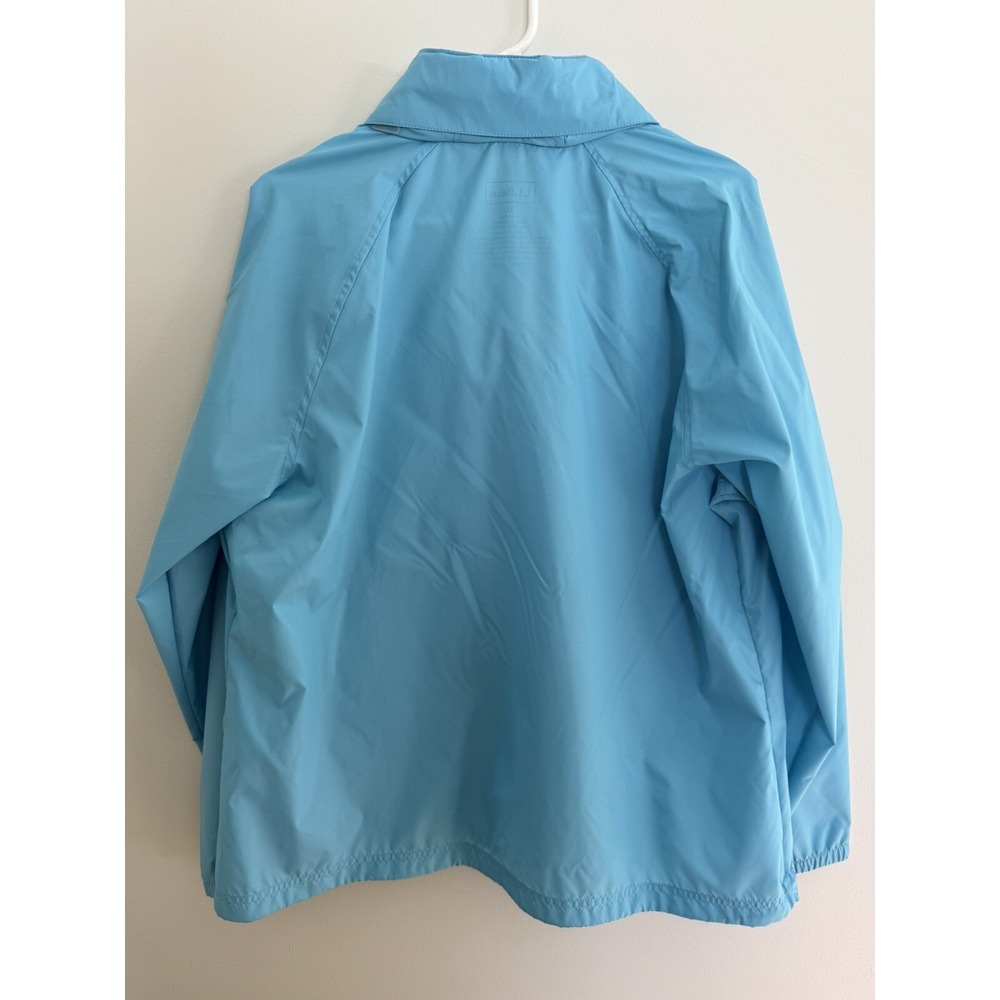 LL Bean Jacket Full Zip Aqua Blue Nylon Stowed Hood Mens Size XL - Picture 2 of 4